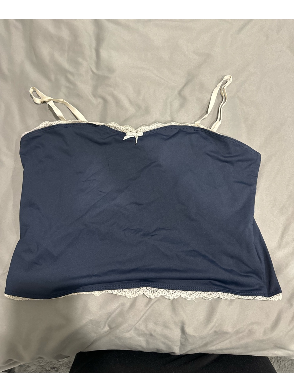 EDIKTED Navy Blue Lace-Trim Cami Tank Top
